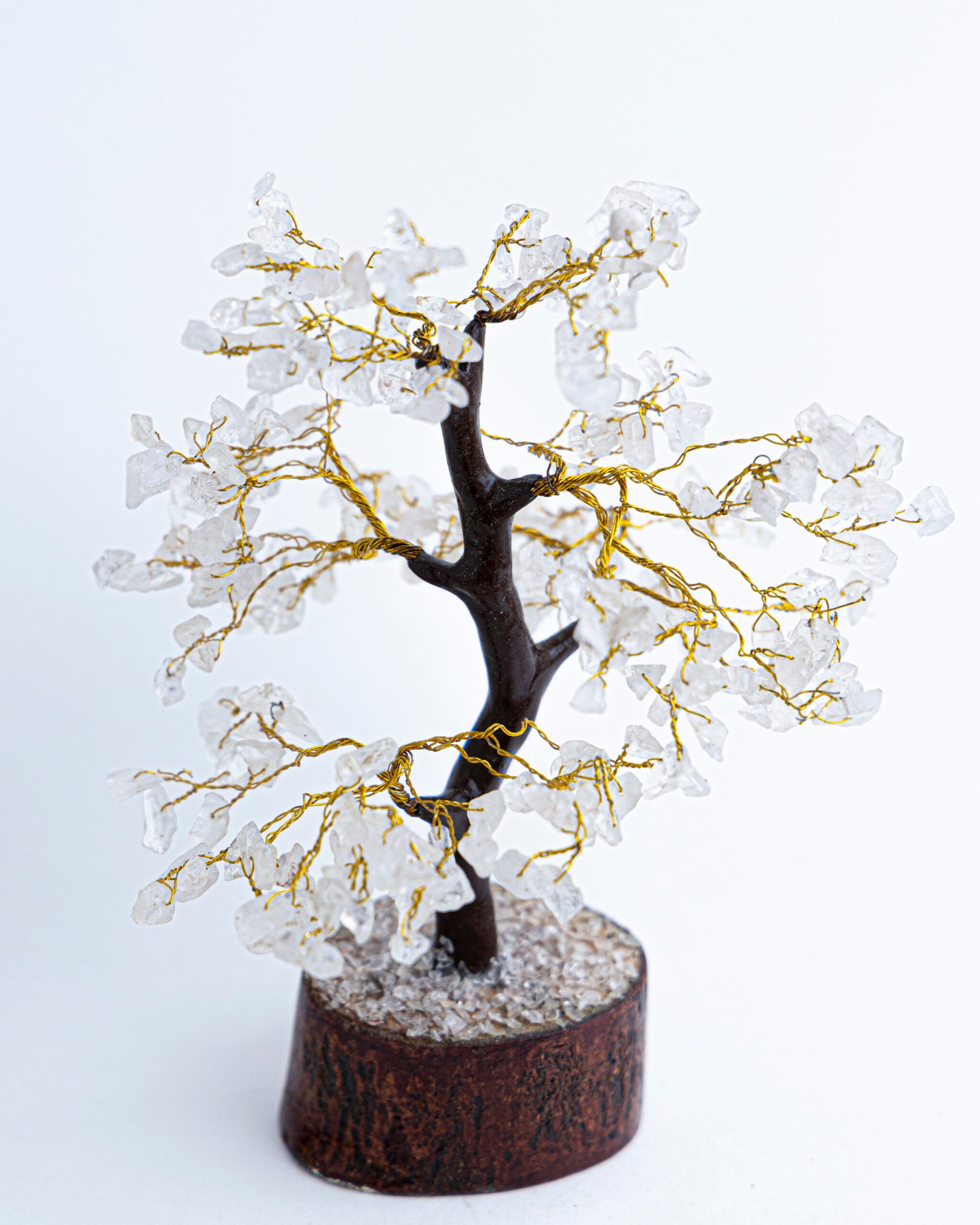 Clear Crystal Tree with Wooden Base for Positive Energies