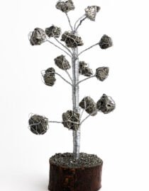 CHARM INFINIA Crystal Tree | Handcrafted Feng Shui Gemstone Tree on Wooden Base | Positive Energy, Vastu, and Home Décor (Raw Pyrite)