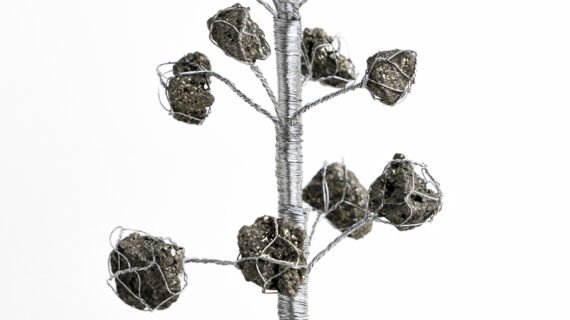 Raw pyrite Crystal Tree | Handcrafted Feng Shui Gemstone Tree on Wooden Base | Positive Energy, Vastu, and Home Décor