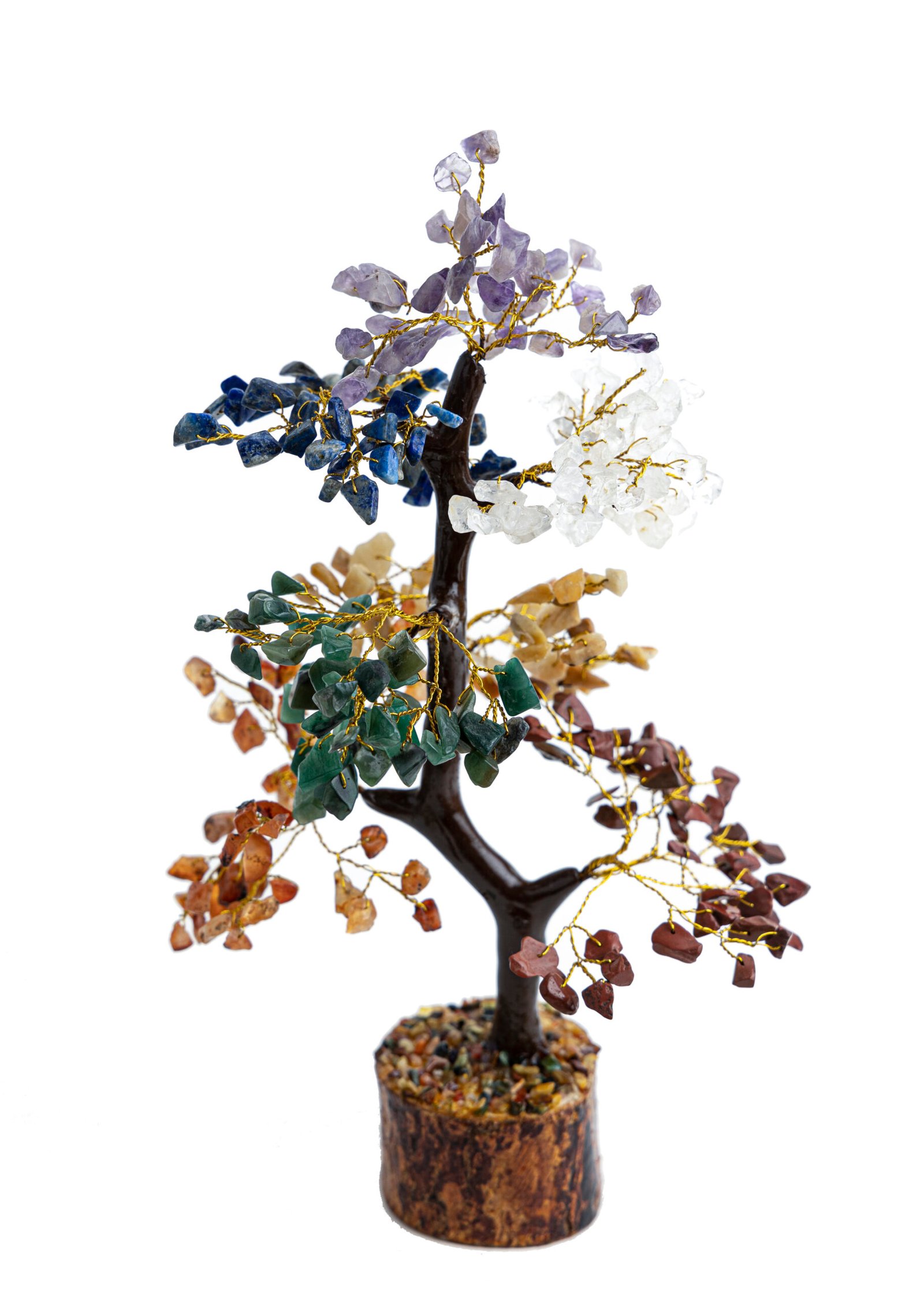 Seven Chakra Crystal Tree with Wooden Bark & Base – Handmade Chakra Healing Tree for Balance Energy and Home Décor - Image 3