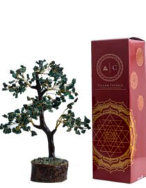 Crystal Handcrafted Feng Shui Gemstone Tree on Wooden Base (Green)