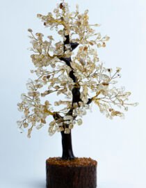 Citrine Crystal Tree with Wooden Bark & Base – Handmade Chakra Healing Tree for Balance Energy and Home Décor