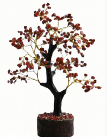 Red Jasper Crystal Tree with Wooden Base | Money Tree | Vastu Protection | Helps to Promote Wealth| Happiness and Positive Energies | Handcrafted for Bedroom and Office