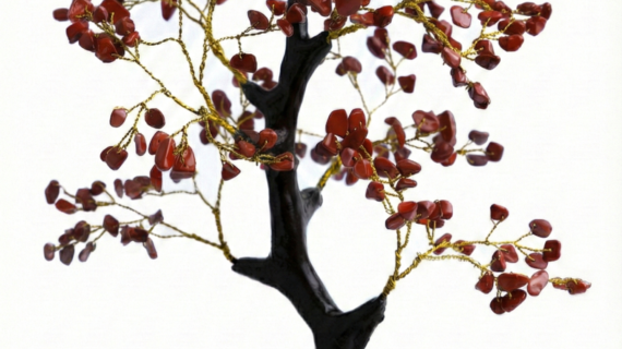 Red Jasper Crystal Tree with Wooden Base | Money Tree | Vastu Protection | Helps to Promote Wealth| Happiness and Positive Energies | Handcrafted for Bedroom and Office