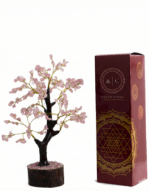 Rose Quartz Tree with Wooden Base | Money Tree | Vastu Protection | Helps to Promote Wealth| Happiness and Positive Energies | Handcrafted for Bedroom and Office