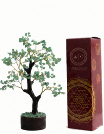 Green Aventurine Tree with Wooden Base | Money Tree | Vastu Protection | Helps to Promote Wealth| Happiness and Positive Energies | Handcrafted for Bedroom and Office