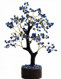 Lapiz Lazuli Crystal Tree | Handcrafted Feng Shui Gemstone Tree on Wooden Base | Positive Energy, Vastu, and Home Décor