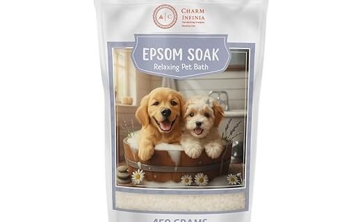 Epsom Salt Soak for Dogs & Cats - Relaxing Pet Bath for Sore Paws, Itchy Skin & Tired Muscles - Unscented, Pure USP Epsom Salt - 450 Grams